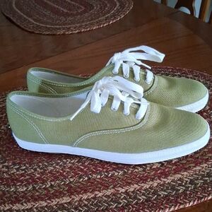 Keds Olive Canvas Shoes with White Accents